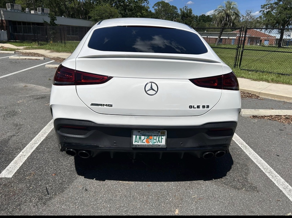 Detailed white Mercedes rear exterior