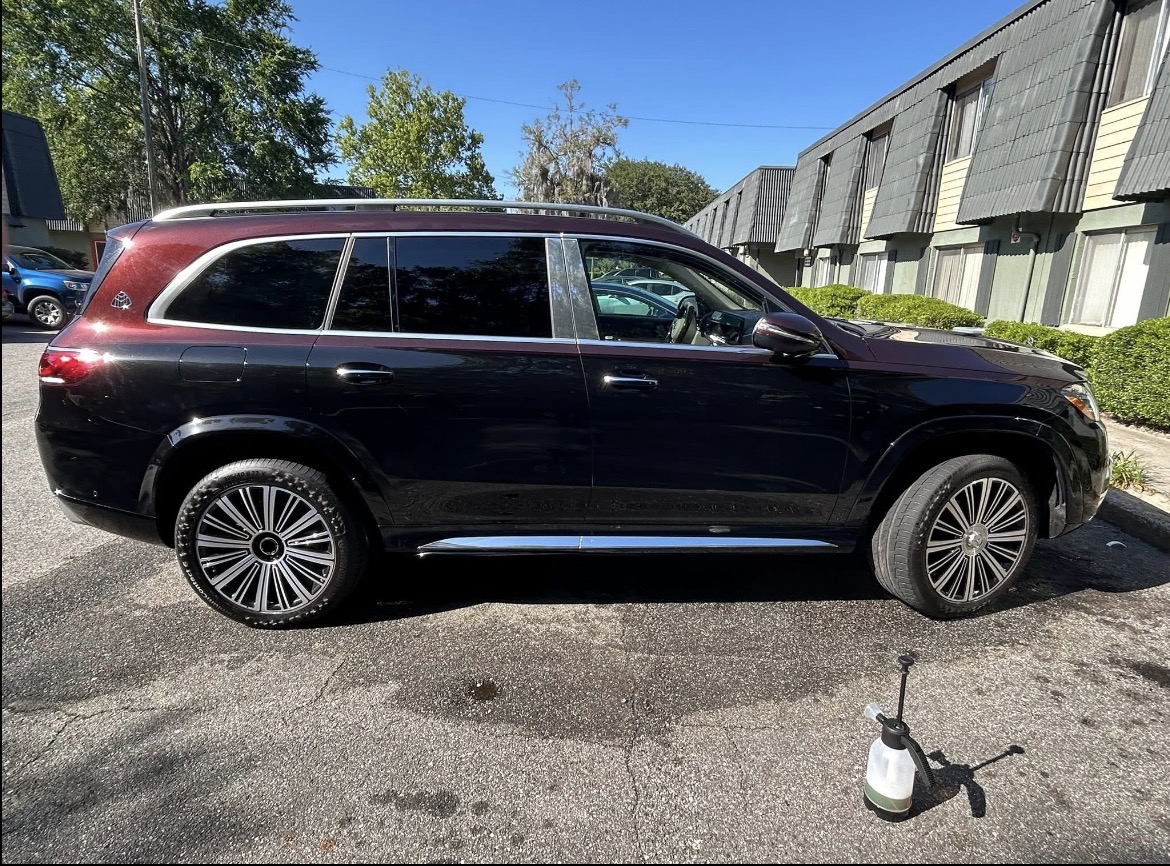 Detailed black Mercedes exterior