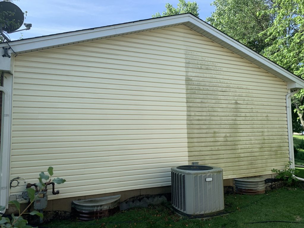 House siding before and after washing