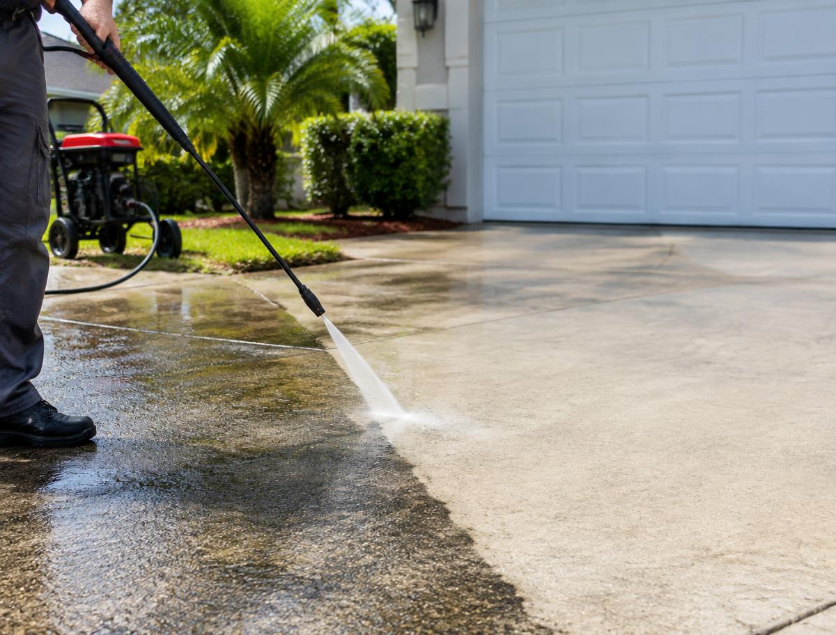 Pressure Washing demonstration photography